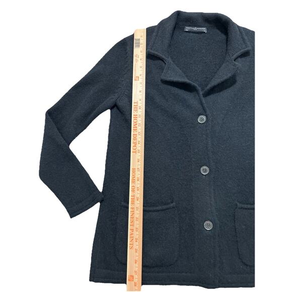 Peruvian Connection Women’s M Baby Alpaca Black Cardigan Sweater Coat Soft Fuzzy - Picture 2 of 6